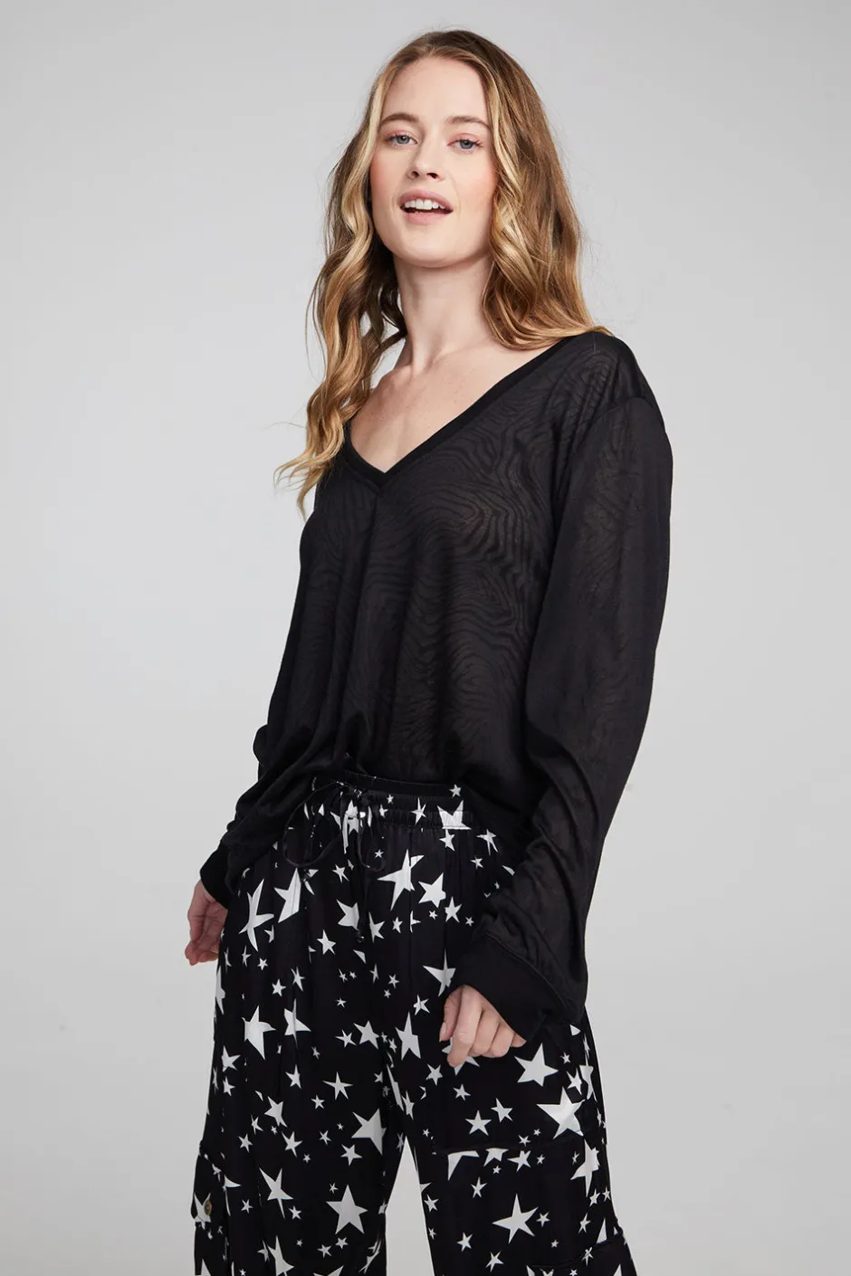 Women Chaser Brand Kara Shadow Black Long Sleeve