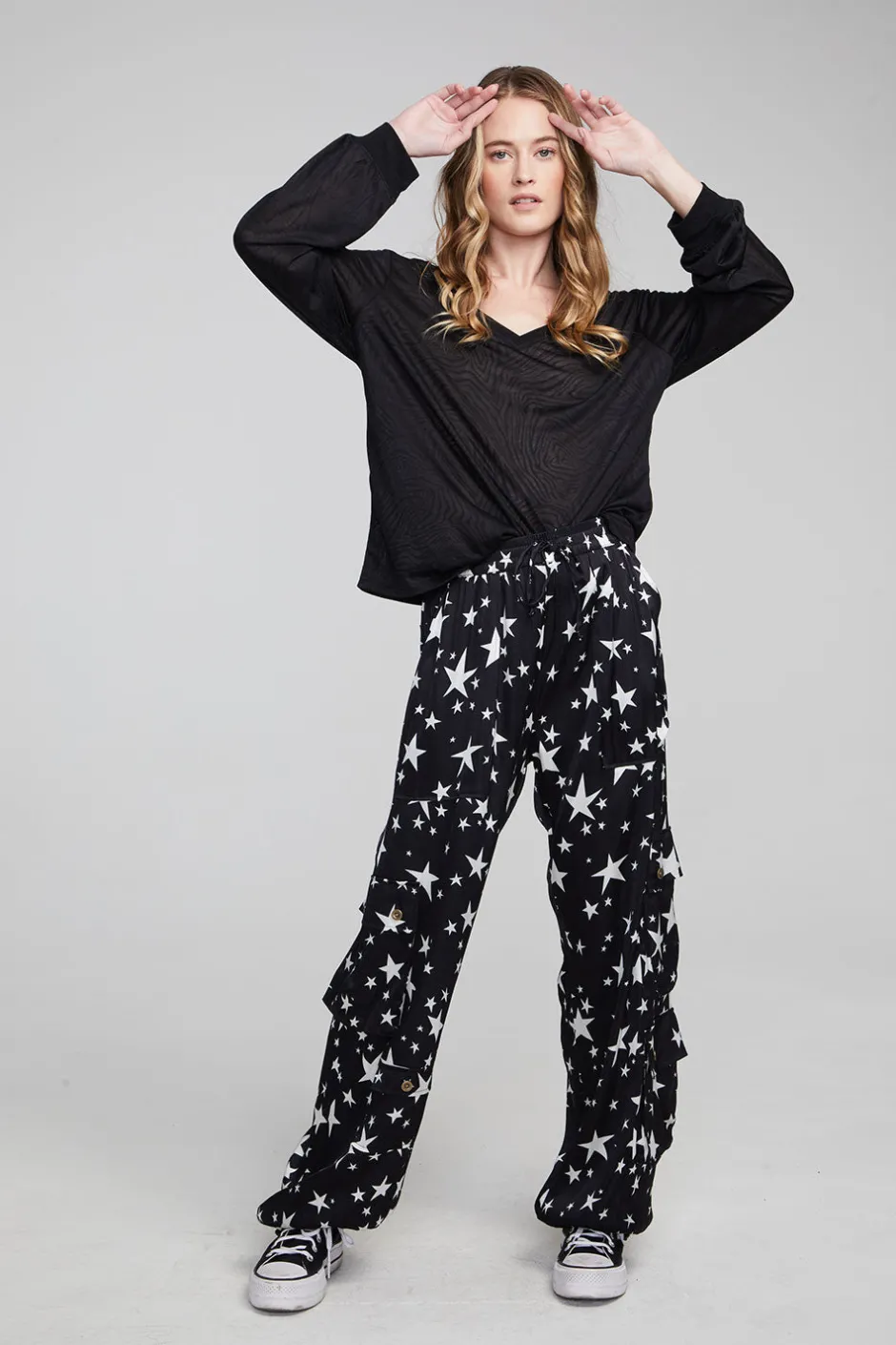 Women Chaser Brand Kara Shadow Black Long Sleeve