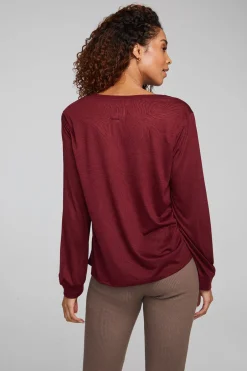 Women Chaser Brand Kara Wine Red Long Sleeve
