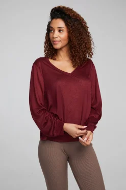 Women Chaser Brand Kara Wine Red Long Sleeve