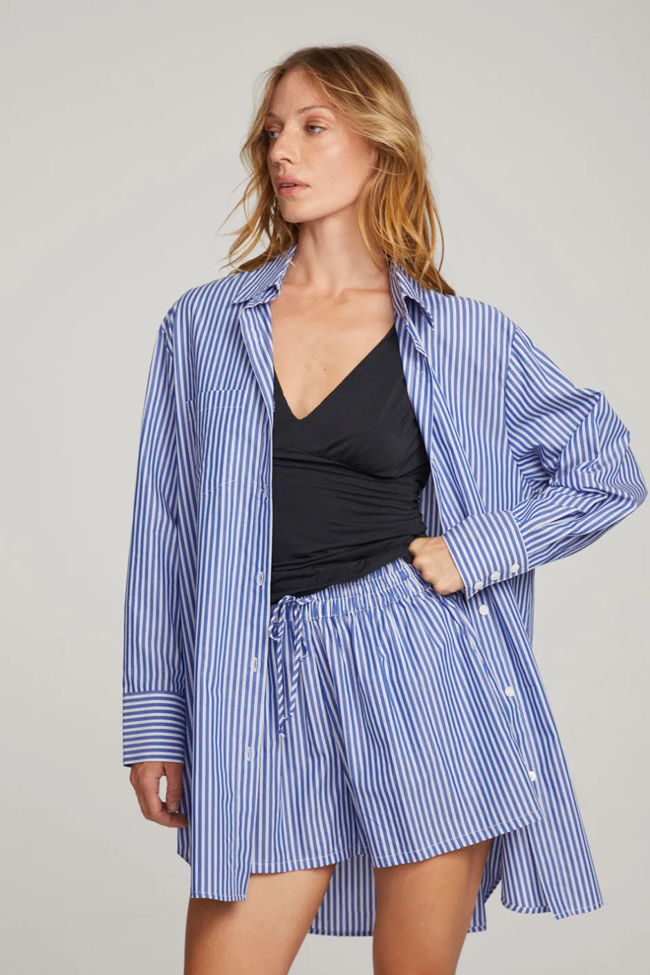 Women Chaser Brand Kerstin Marmont Stripe Button Down