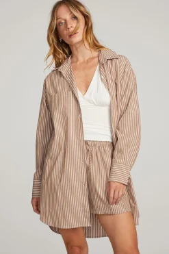 Women Chaser Brand Kerstin Whiskey Stripe Button Down