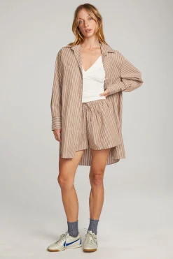 Women Chaser Brand Kerstin Whiskey Stripe Button Down
