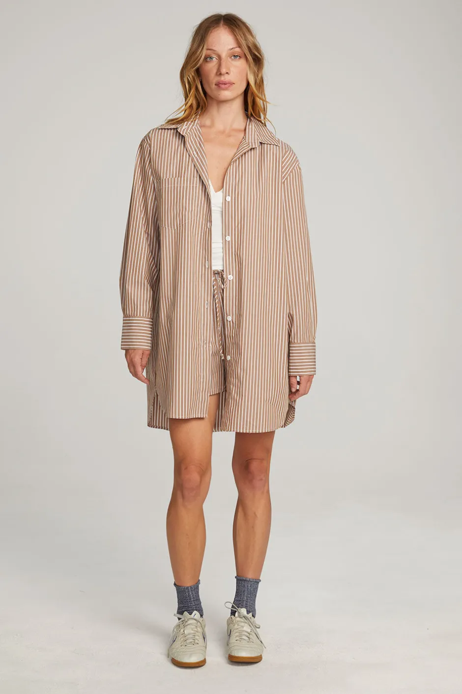 Women Chaser Brand Kerstin Whiskey Stripe Button Down
