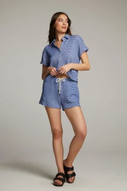 Women Chaser Brand Key West Cobalt Blue Button Down Top