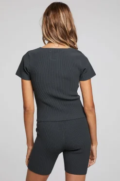 Women Chaser Brand Leah Black Licorice Tee