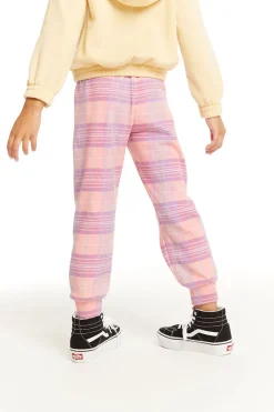 Kids Chaser Brand Leila Cotton Candy Plaid Jogger
