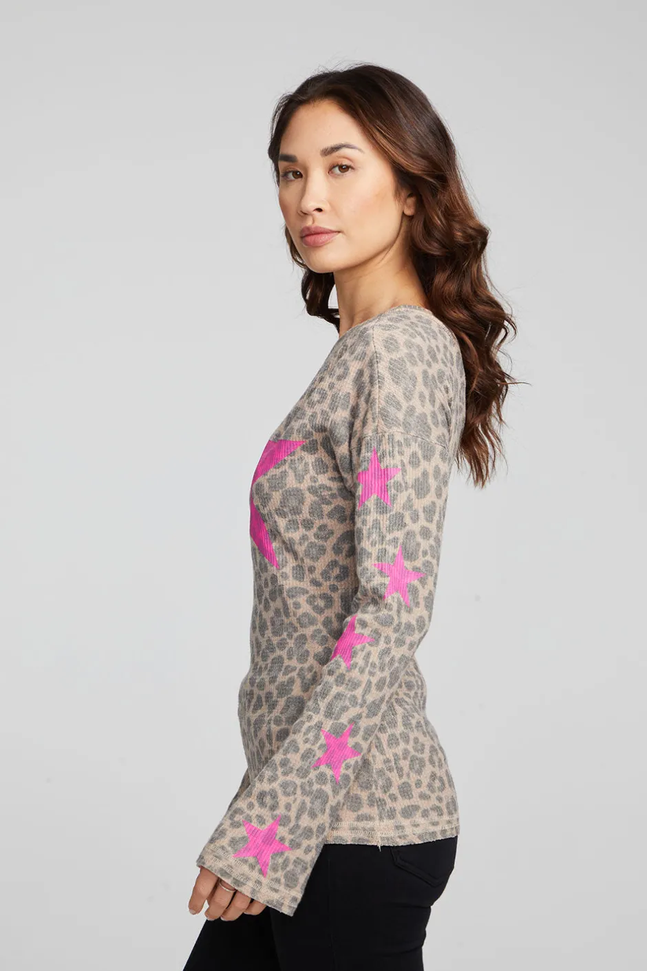 Women Chaser Brand Leopard Star Long Sleeve
