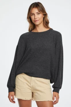 Women Chaser Brand Lesh Long Sleeve Tee - Black Onyx