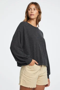 Women Chaser Brand Lesh Long Sleeve Tee - Black Onyx