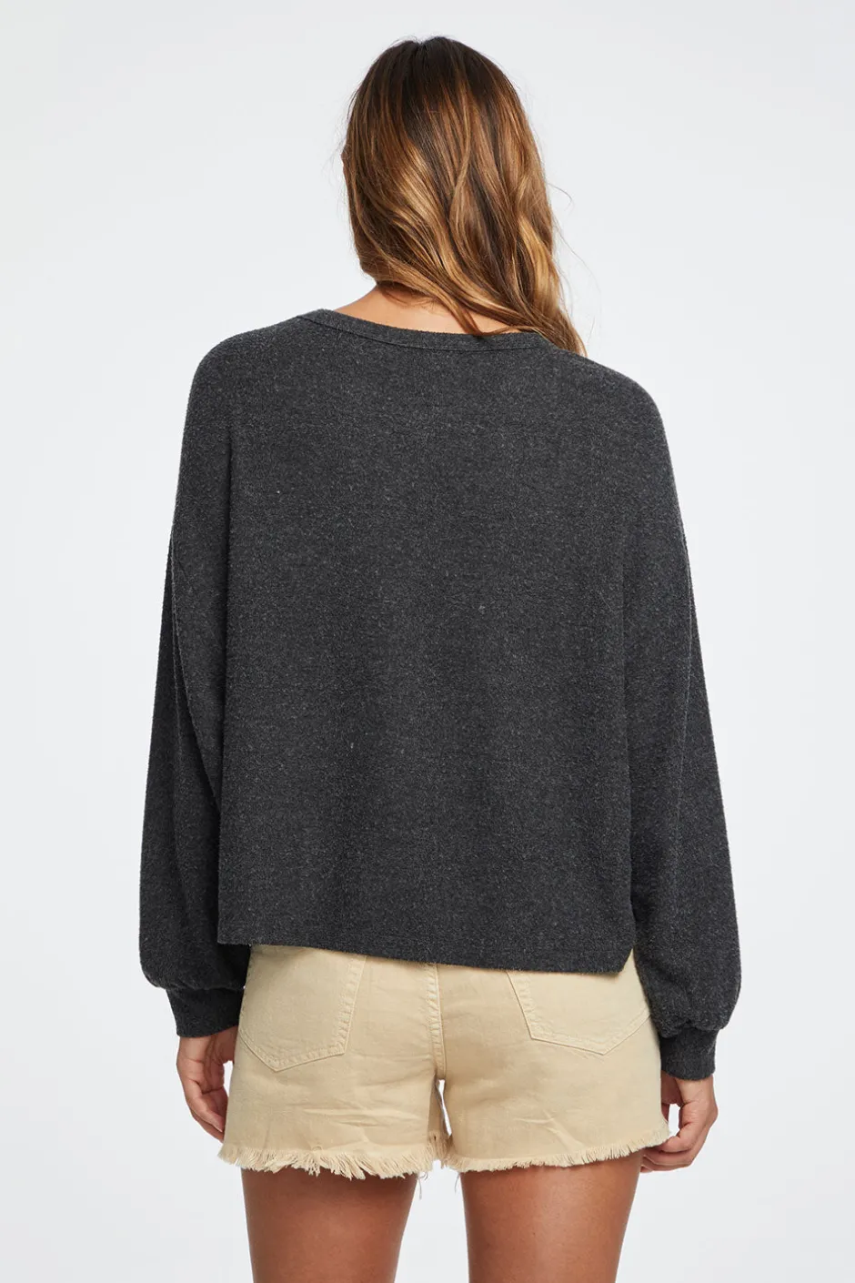 Women Chaser Brand Lesh Long Sleeve Tee - Black Onyx