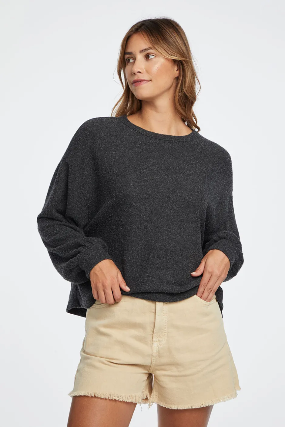 Women Chaser Brand Lesh Long Sleeve Tee - Black Onyx
