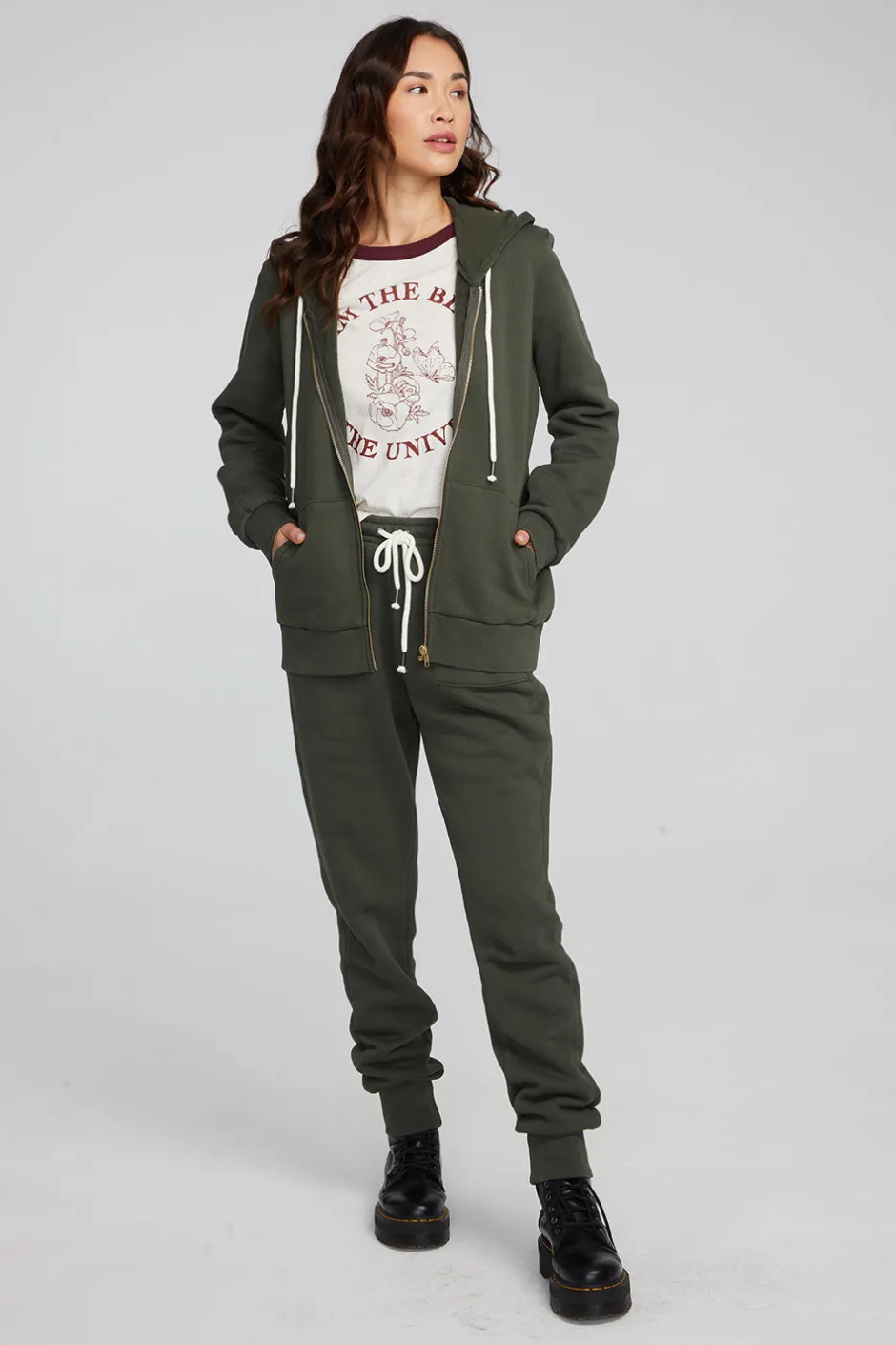 Women Chaser Brand Lex Forest Night Zip Up Hoodie