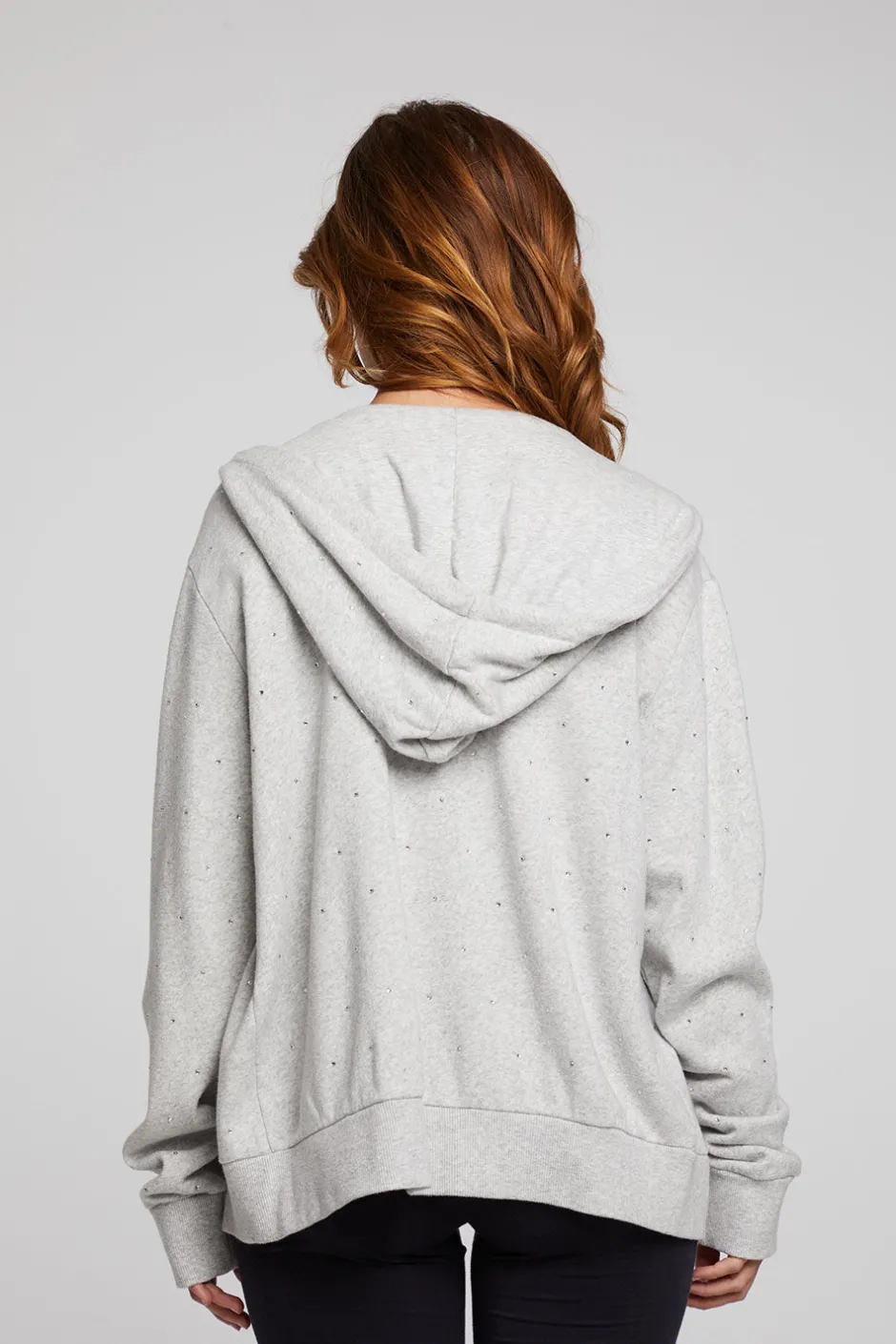 Women Chaser Brand Lex Heather Grey Zip Up Hoodie