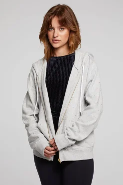 Women Chaser Brand Lex Heather Grey Zip Up Hoodie
