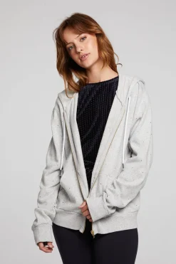 Women Chaser Brand Lex Heather Grey Zip Up Hoodie