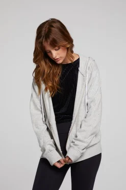 Women Chaser Brand Lex Heather Grey Zip Up Hoodie