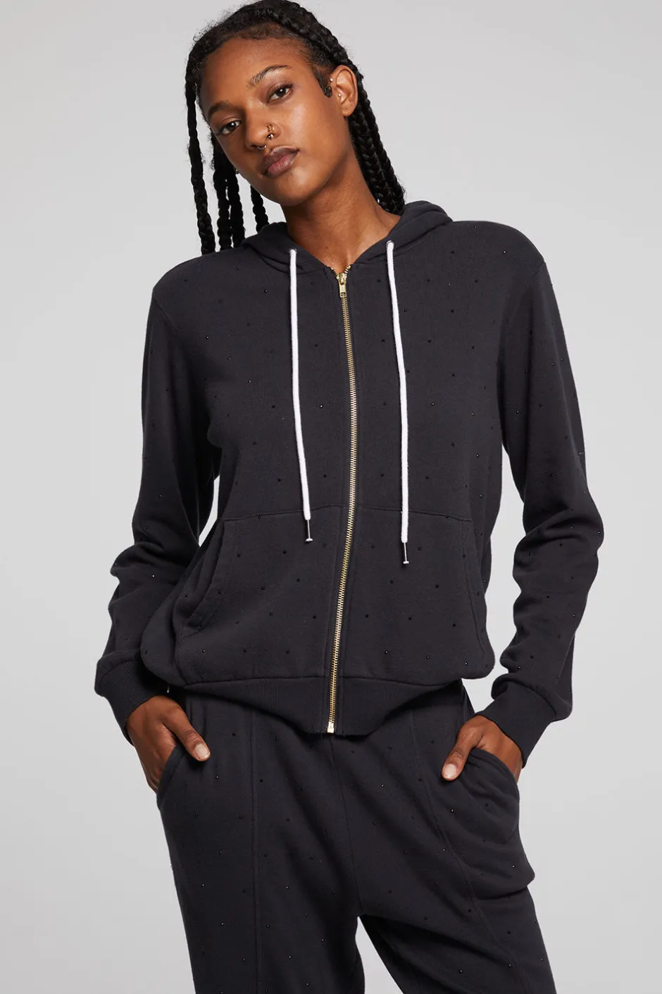 Women Chaser Brand Lex Licorice Zip Up Hoodie