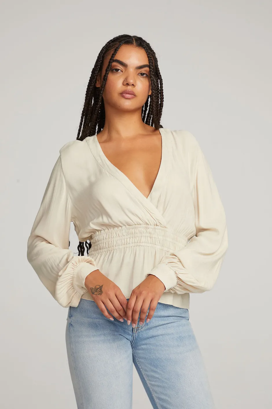 Women Chaser Brand Liberty Bark-White Blouse