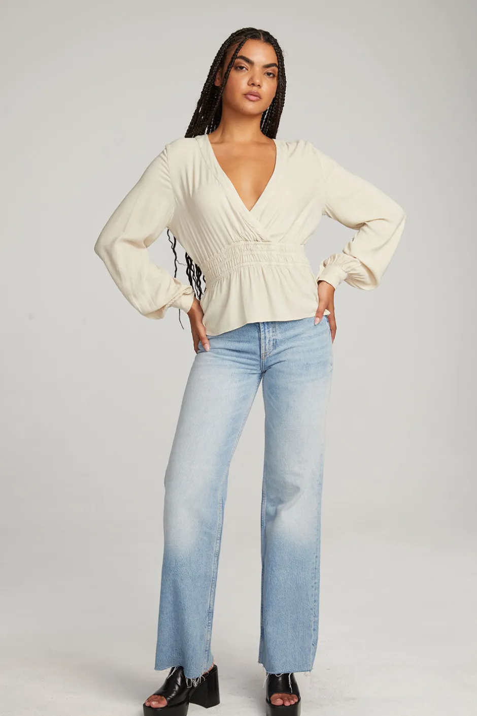 Women Chaser Brand Liberty Bark-White Blouse