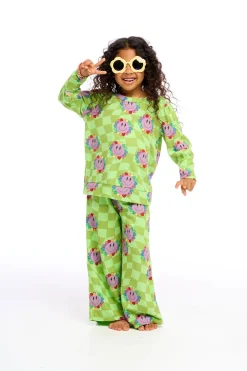 Kids Chaser Brand Lime Checkered Daisy