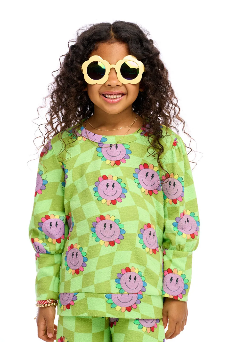 Kids Chaser Brand Lime Checkered Daisy