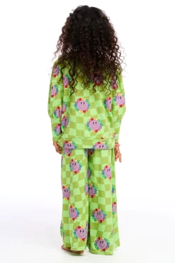 Kids Chaser Brand Lime Checkered Daisy