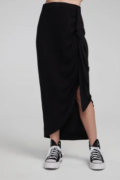Women Chaser Brand Lindsay Shadow Black Midi Skirt