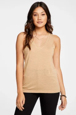 Women Chaser Brand Linen Jersey V Neck Muscle Tank