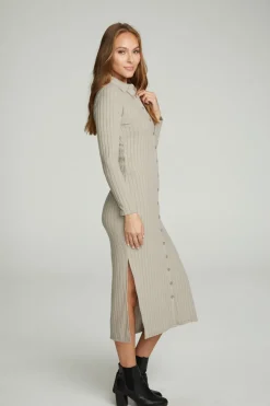 Women Chaser Brand Long Sleeve Button Down Collar Dress