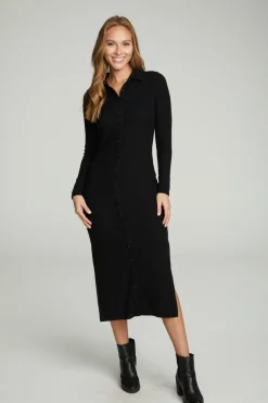 Women Chaser Brand Long Sleeve Button Down Collar Dress