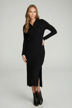 Women Chaser Brand Long Sleeve Button Down Collar Dress
