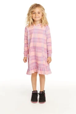 Kids Chaser Brand Long Sleeve Cotton Candy Plaid Dress