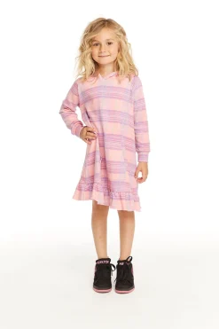 Kids Chaser Brand Long Sleeve Cotton Candy Plaid Dress