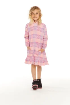 Kids Chaser Brand Long Sleeve Cotton Candy Plaid Dress