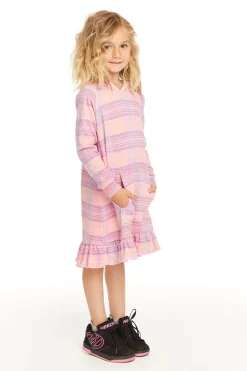 Kids Chaser Brand Long Sleeve Cotton Candy Plaid Dress