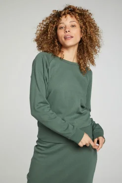 Women Chaser Brand Long Sleeve Crew Neck Raglan Pullover
