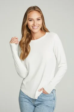 Women Chaser Brand Long Sleeve Crew Neck Shirttail Tee