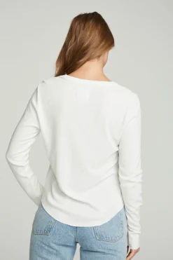 Women Chaser Brand Long Sleeve Crew Neck Shirttail Tee