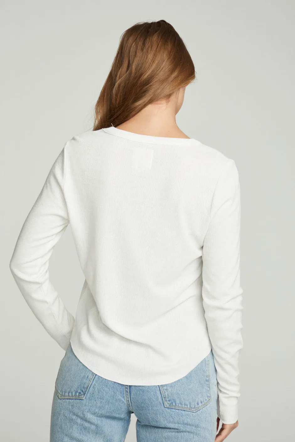 Women Chaser Brand Long Sleeve Crew Neck Shirttail Tee