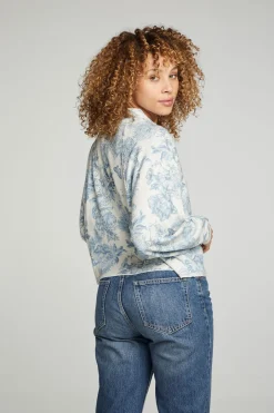 Women Chaser Brand Long Sleeve Cropped Mock Neck Raglan Tee