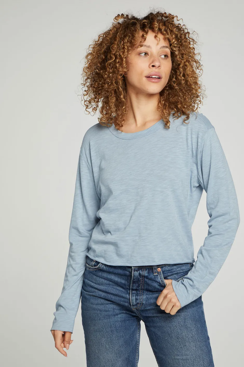 Women Chaser Brand Long Sleeve Cropped Tee