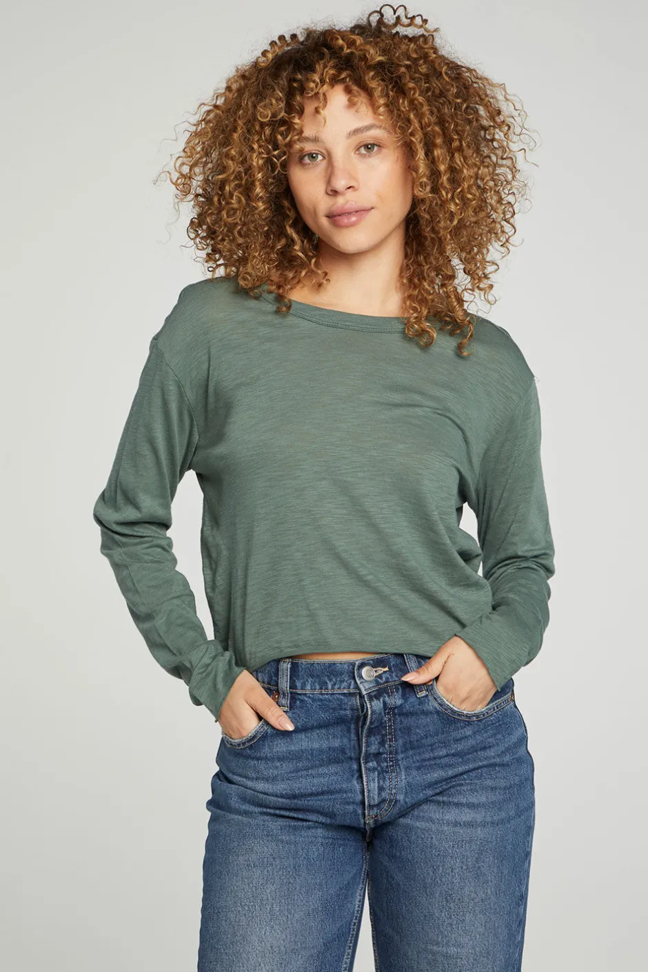 Women Chaser Brand Long Sleeve Cropped Tee