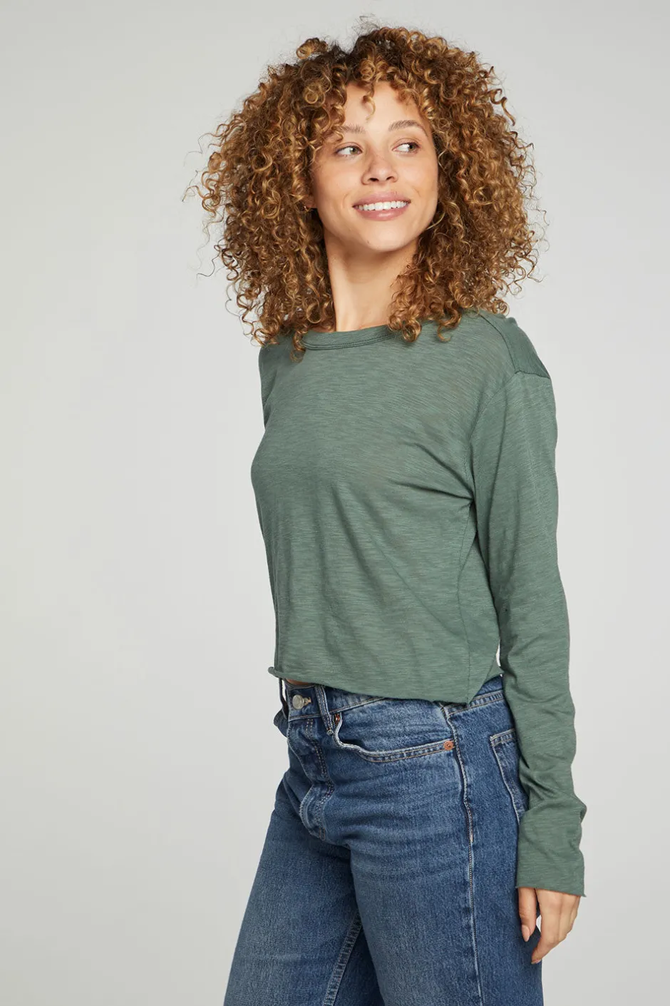 Women Chaser Brand Long Sleeve Cropped Tee