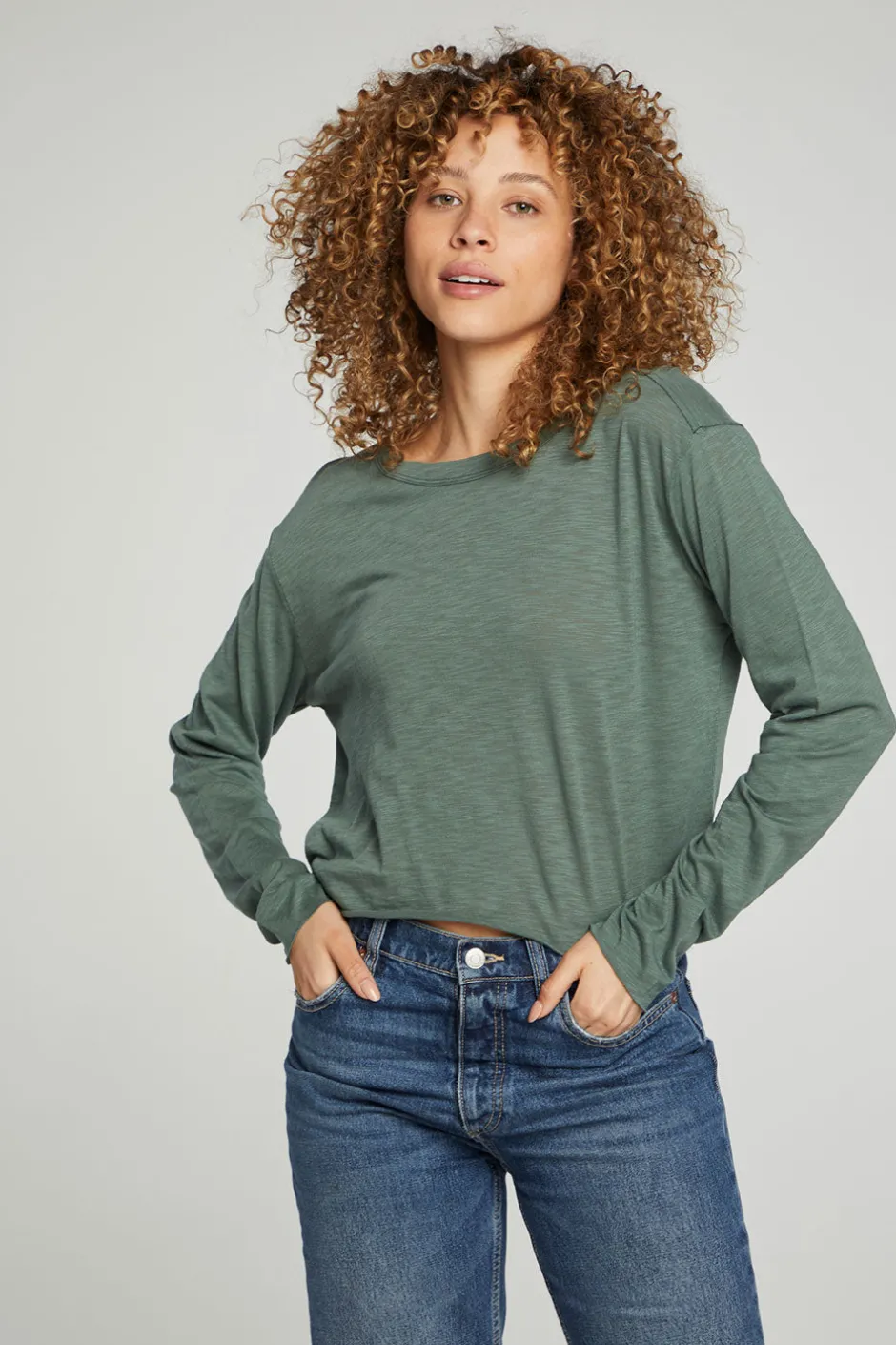 Women Chaser Brand Long Sleeve Cropped Tee