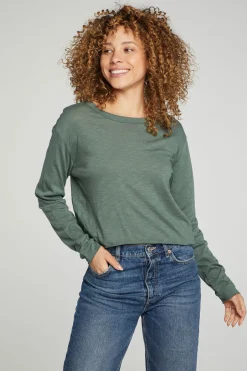 Women Chaser Brand Long Sleeve Cropped Tee