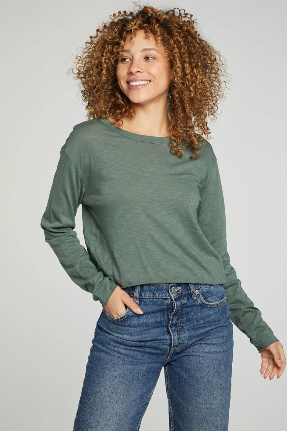 Women Chaser Brand Long Sleeve Cropped Tee