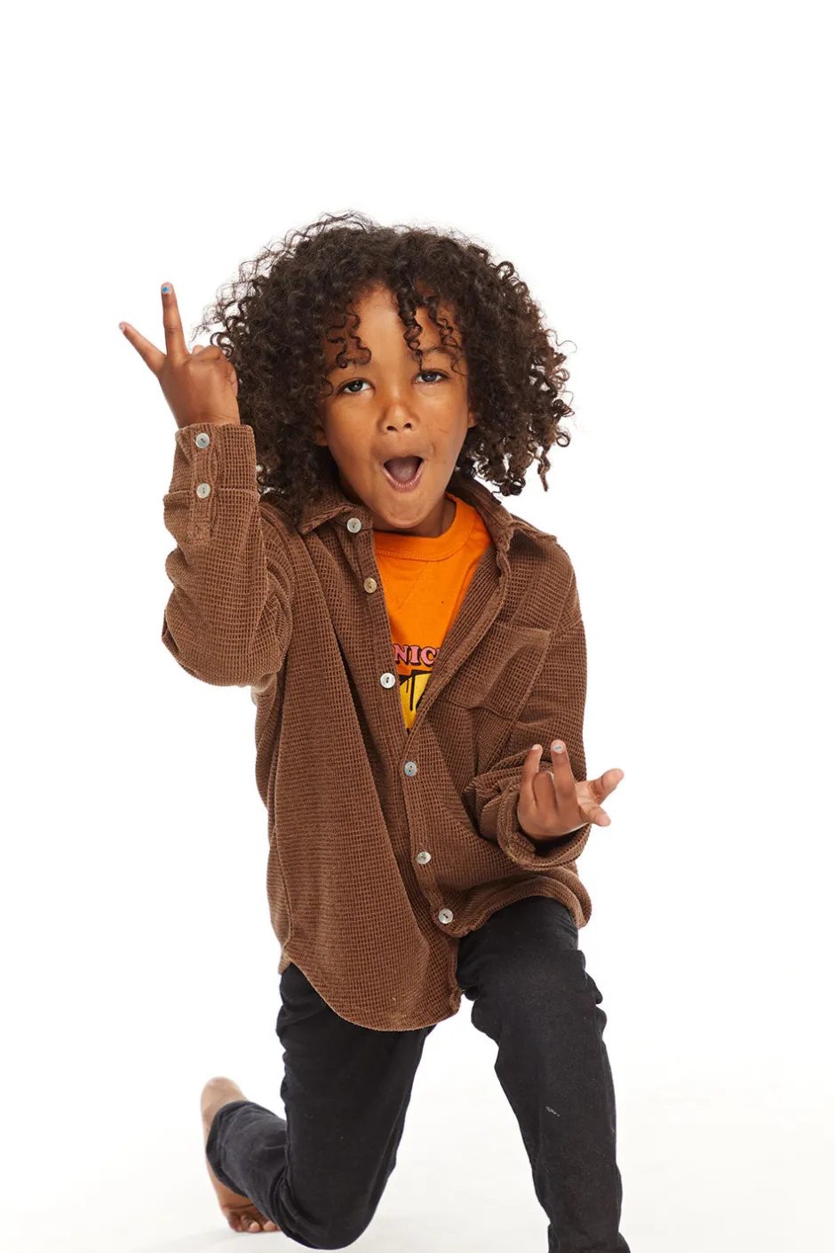 Kids/BOY Chaser Brand Long Sleeve Quartz Button Down Collar Shirt
