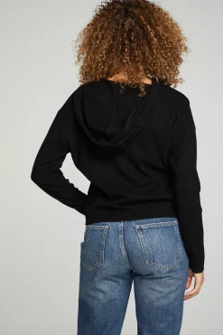 Women Chaser Brand Long Sleeve Semi Cropped Zip Front Hoodie