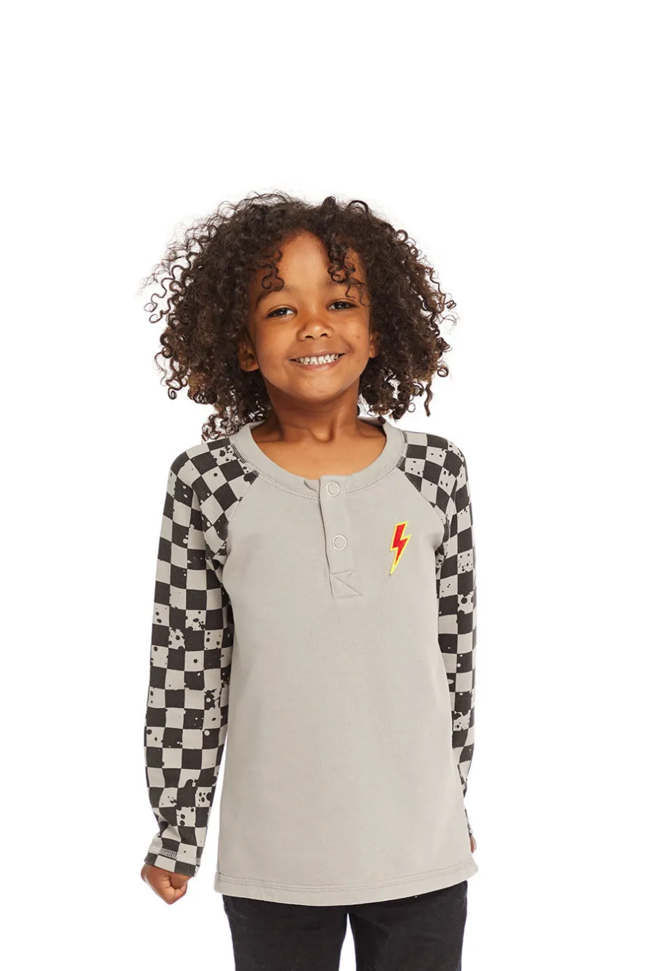 Kids/BOY Chaser Brand Long Sleeve Splatter Checker Raglan Button Up Henley